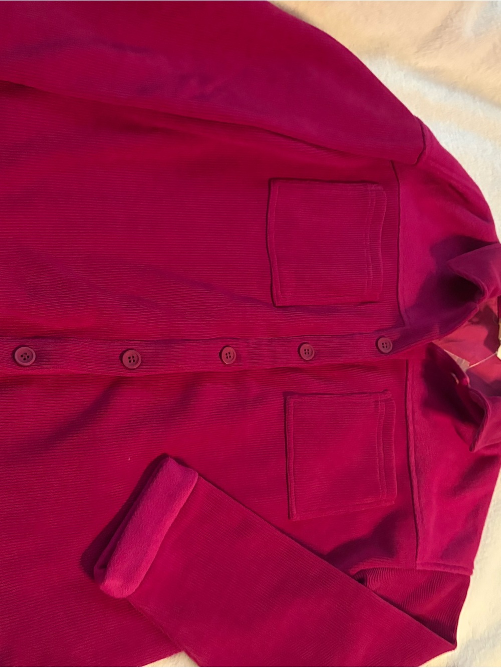 Women’s Corduroy Button-Up Shirt Jacket in Deep Fuchsia